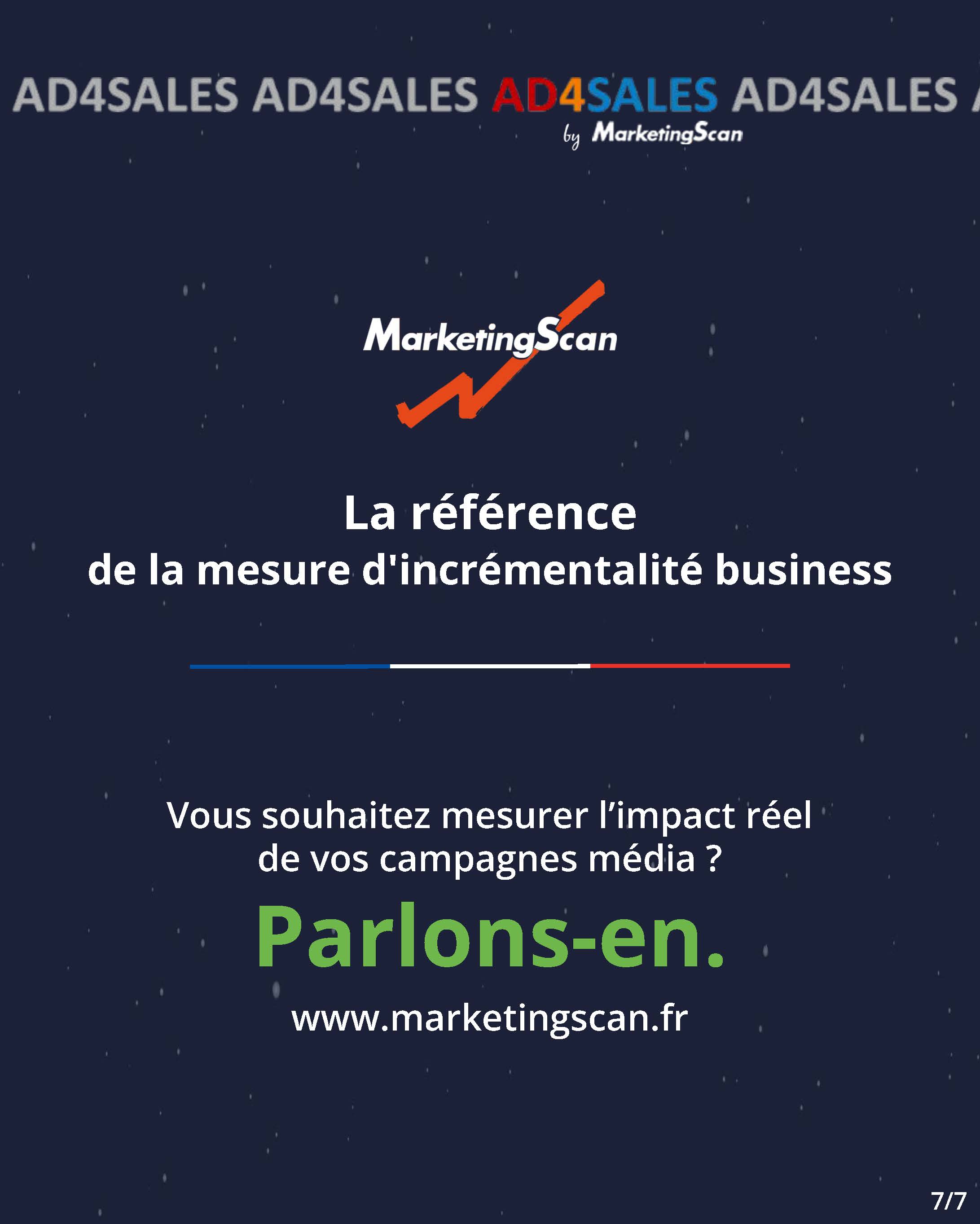 Ad4Sales, solution MarketingScan de mesure de l’incrémentalité business, avec invitation à contacter les équipes.